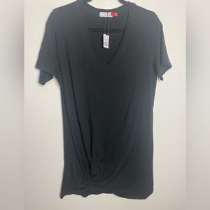 n: PHILANTHROPY Women Leonardo Knot Dress Black Medium NWT V-neck Short Sleeve